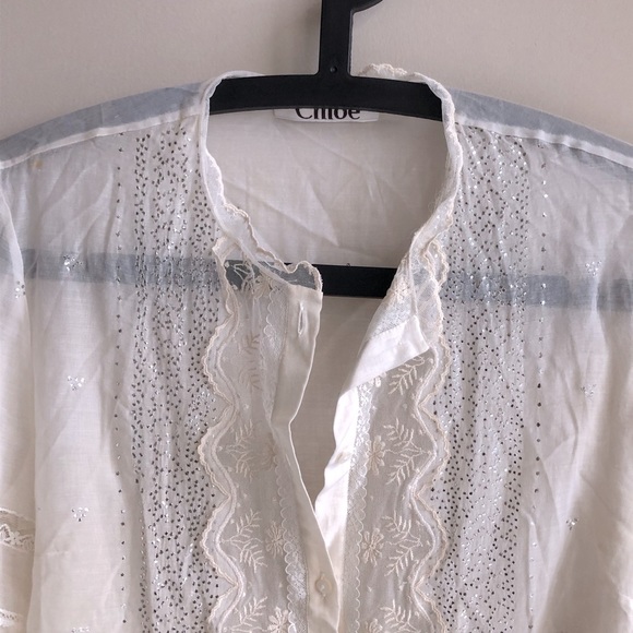 Vintage Chloe cream white embroidery details shirt - Picture 5 of 6